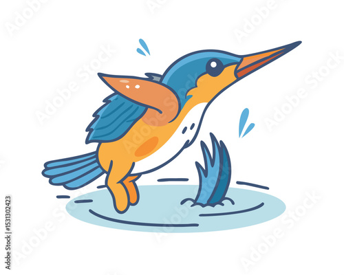 Female Kingfisher emerging from the water after an unsuccessful dive to grab a fish