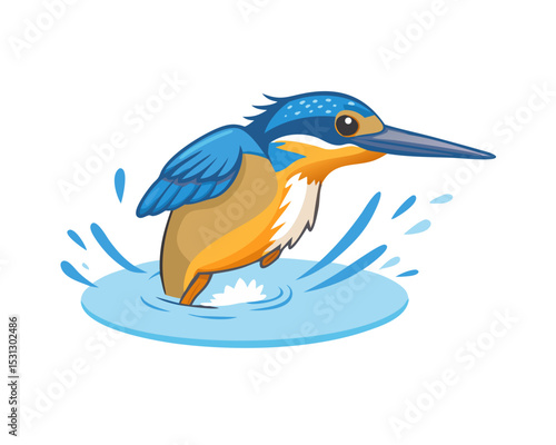 Female Kingfisher emerging from the water after an unsuccessful dive to grab a fish