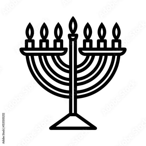hanukkah icon or menorah lamp outline jewish cand vector silhouette