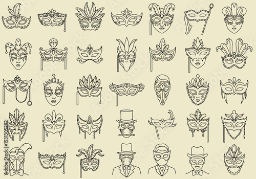 The Art of Disguise Unveiling Exquisite Mask Collection Celebrating Tradition Festivity and Theatrical Expression Evoking The Mystique of Carnival Balls and Masquerades