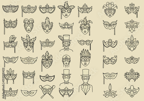Diverse Collection of Carnival Masks Embodying Elegance Mystery and Festive Celebration with Intricate Designs and Embellishments for Unique Character