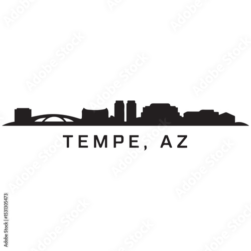 Tempe, AZ skyline horizontal banner. Tempe, AZ city. Vector template for your design. Vector black silhouette. with white background