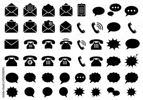 Communication Icons Representing Different Channels for Contacting and Reaching Out Including Phone Email Chat and Messaging Options