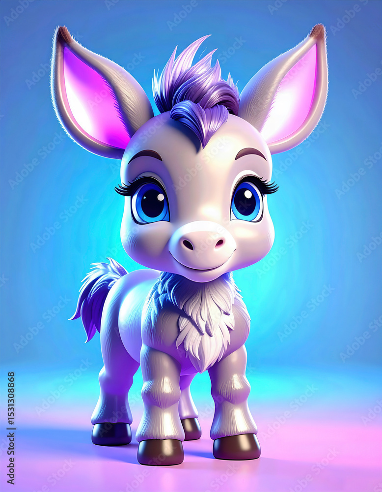 Naklejka premium Burro, asno, dibujos animados, animal, ave, centros, vector, alumna, graduado, educación, acto de graduación