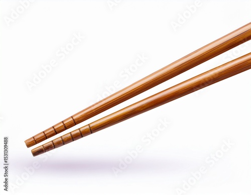 pair of traditional wooden chopsticks for asian cuisine isolated on a transparent cutout background