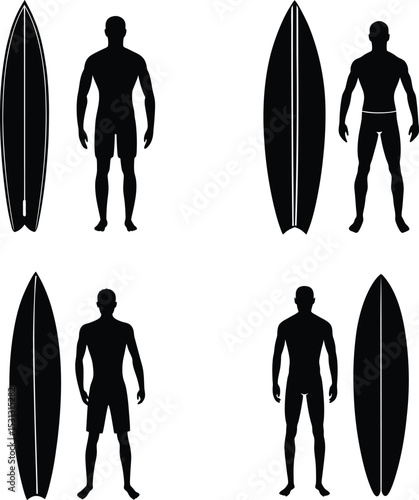 Surfboard and a man silhouette