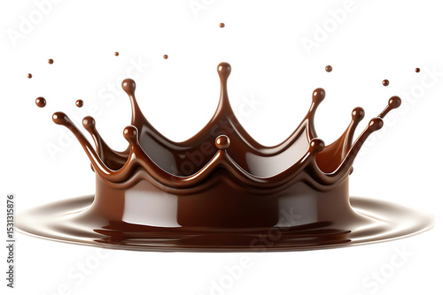 A chocolate crown splash, isolated on transparent background