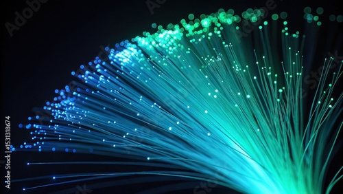 Illuminating fiber optics display technology lab visual art dark environment macro view innovation and connectivity