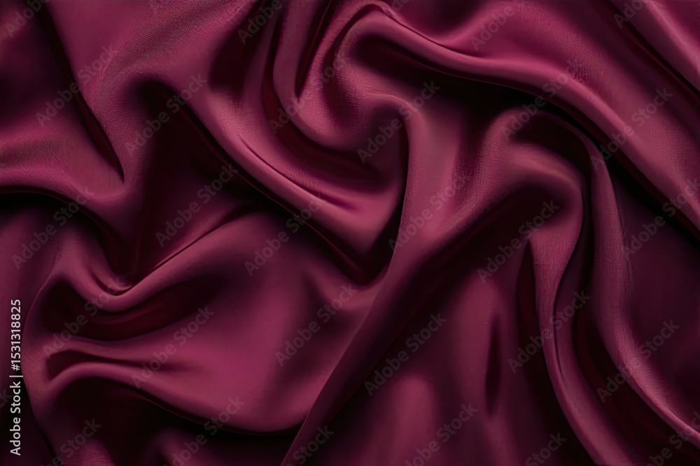 Fototapeta premium Deep burgundy silk fabric drapes in swirling folds