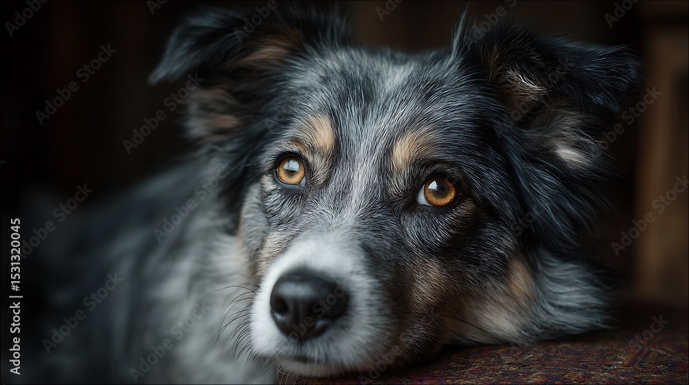 Fototapeta premium Border Collie resting sweetly