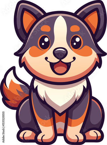 Adorable cartoon australian shepherd puppy illustration