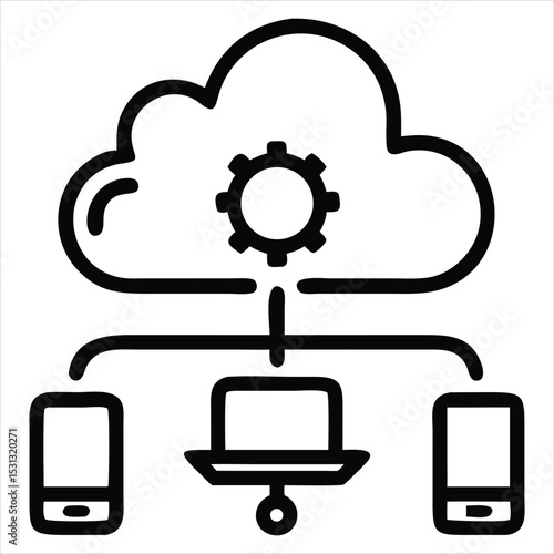 Cloud computing network icon isolated on white background