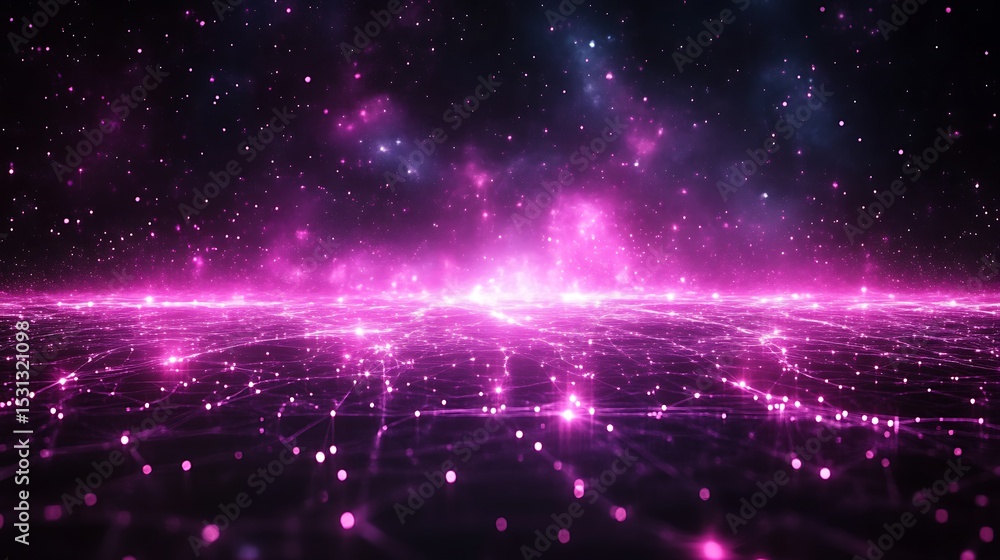 Fototapeta premium Abstract cosmic landscape with glowing network