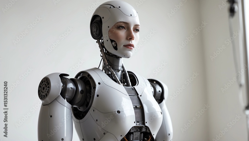 Fototapeta premium android robot thinking