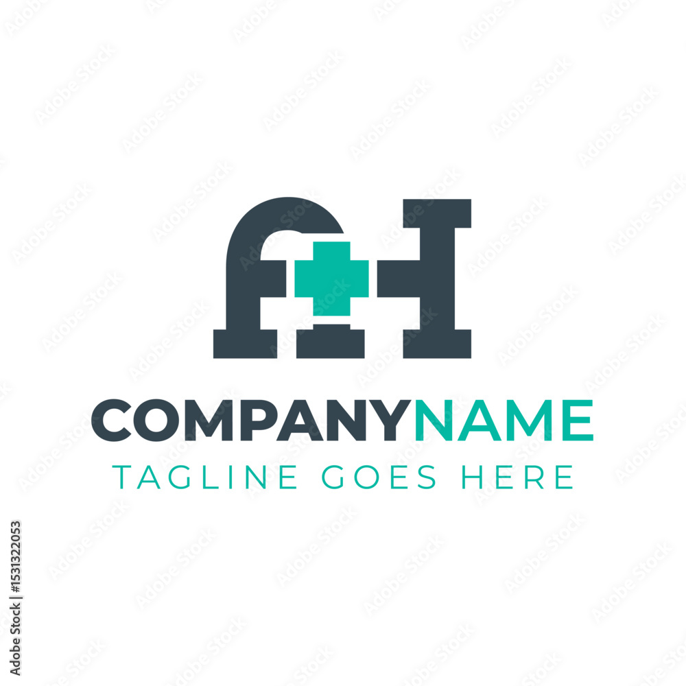 Obraz premium Letters AH Medical Plus Logo, for hospitals, clinics, pharmacy with HA or AH initials