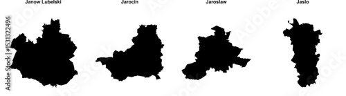 Janow Lubelski, Jarocin, Jaroslaw, Jaslo outline maps