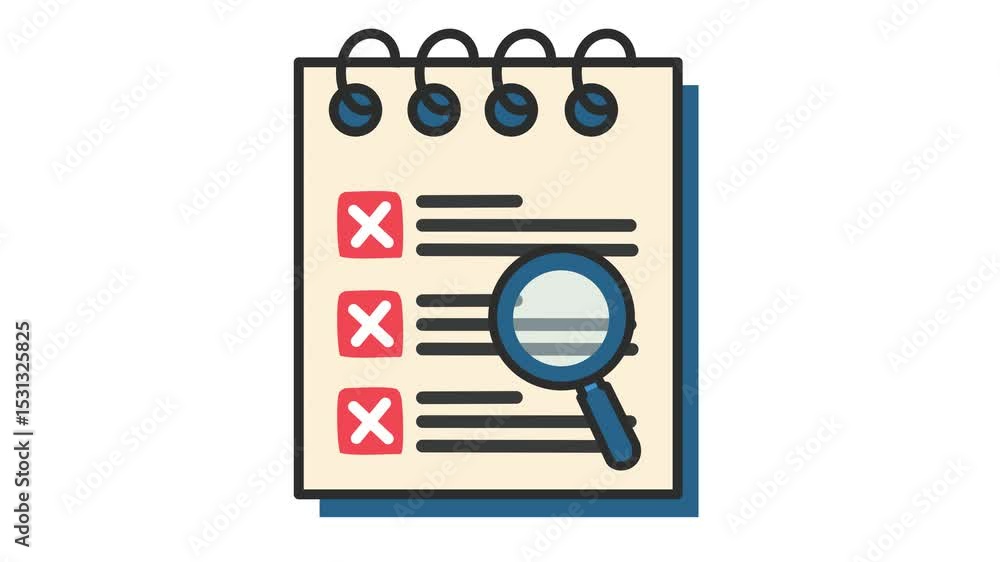 Rejected checkmark on failed document checklist analysis and review ...