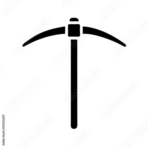Minimal Thin Line Icon of Mining Pickaxe – Simple Mining Tool Illustration

