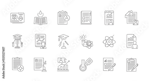 Vector icons Set of  Collection of Linear Education and Research Icons. Vector Illustrations
