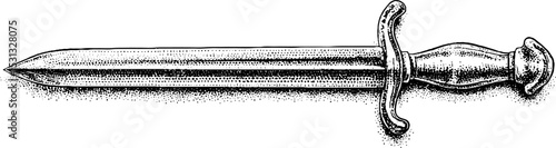 Antique sword with horizontal bar and tapered edge design for historical display or educational use