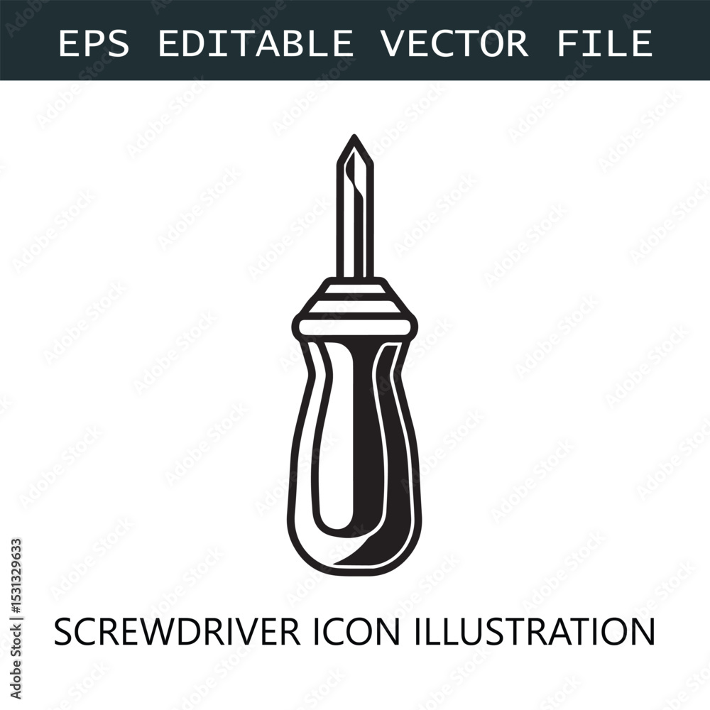 Obraz premium Screwdriver Icon Logo Vector Image in Black and White 