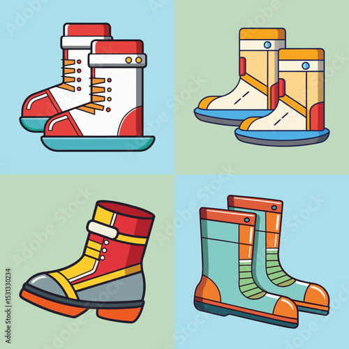 Anti-Gravity Boots Flat Illustration  Futuristic Levitation Footwear Vector Design