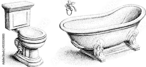 Elegant bathroom fixtures design featuring cast concrete toilet and sink set for modern homes