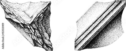 Abstract collage of geometric fragments and jagged shapes for modern design