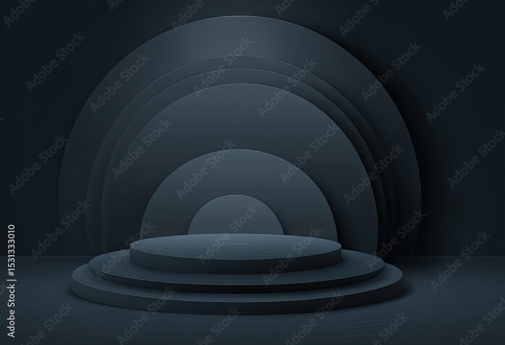 Obraz premium Dark, layered, circular platform