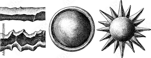 Artistic gestural dash and broken radial pattern elements for design