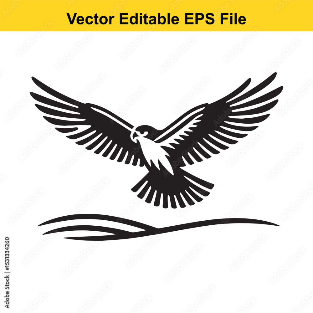 Obraz premium Majestic Black Hawk Soaring Above Ocean Waves