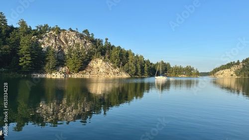 Golden Hour in Covered Portage Cove, in the North Channel of Georgian Bay, Northern Ontario, Canada