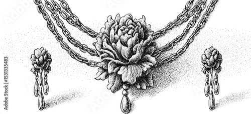 Maximalist floral kimono and layered necklace design for fashion and accessories