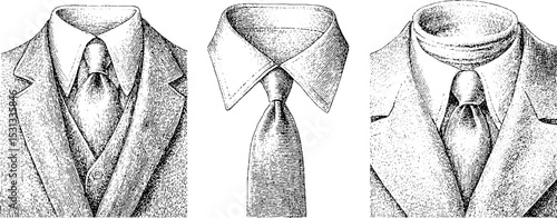 Minimalist monochrome suit and tie collection for elegant fashion design and styling concepts