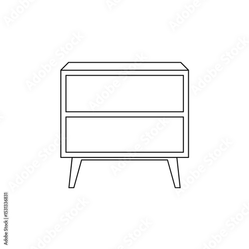 Minimalist nightstand with two drawers and wooden legs