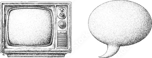 Vintage television and vinyl record design with dotted texture for retro media theme
