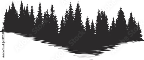Northern Forest Silhouette - Evergreen Tree Line Landscape