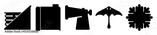 A collection of simplistic vector graphics representing various common objects