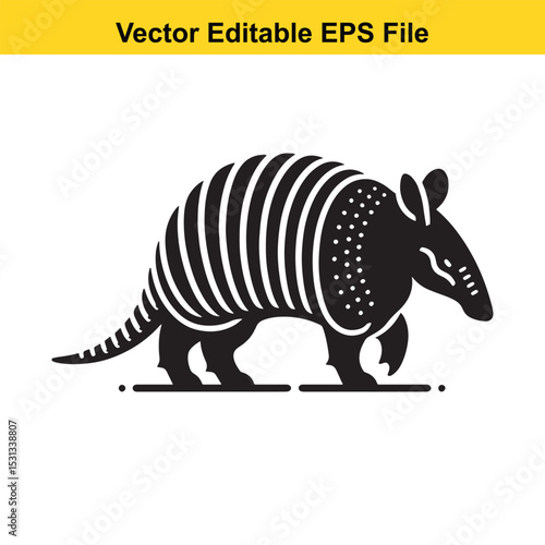 Vector illustration of an armadillo, a nocturnal mammal with a shell-like carapace