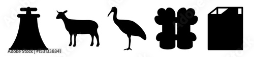 Silhouetted Icons Depicting an Array of Diverse Elements in Monochrome