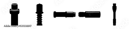 Black and white engineering drawing showing a variety of different pipe connectors