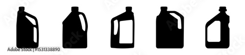 Black and White Silhouette Image Showing a Collection of Motor Oil Bottles