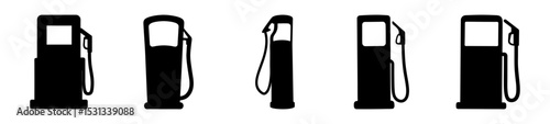 Silhouetted Fuel Pumps in a Row Representing Energy and Transportation Infrastructure