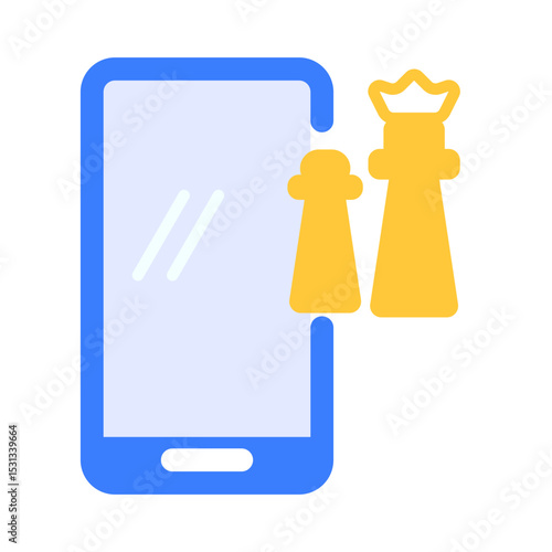 vector illustration of a mobile phone with chess icon