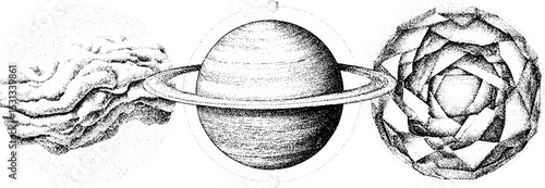 Cosmic abstraction with swirling smoke and celestial body for mystical art design