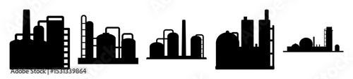 Silhouette of oil refinery and chemical plant for industrial concept design