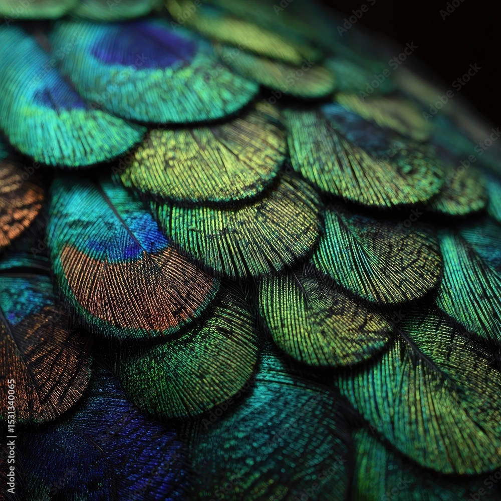 Obraz premium Close-up peacock feather display