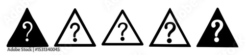 Collection of question mark symbols inside triangles representing uncertainty and confusion