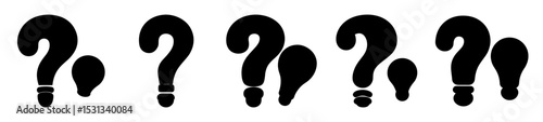 Row of black question mark illustrations of differing styles on a white background