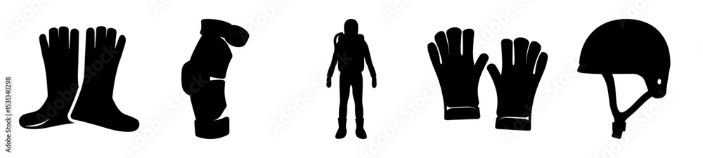 Naklejka premium Silhouette image depicting essential protective gear for hazardous environment operations